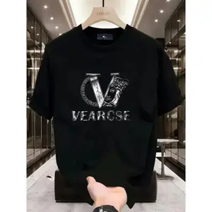 men's stylish pure cotton round-neck casual printed T-shirt, suitable for both men and women, perfect for fashionable and relaxed summer outfits.