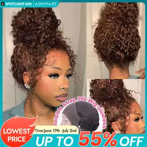 Ashimary Water Wave Invisi-Strap Snug Fit 360 Lace Frontal Pre-Cut Bleached Knots Chocolate Brown Glueless Lace Wig#summerwins,summerhairstyles