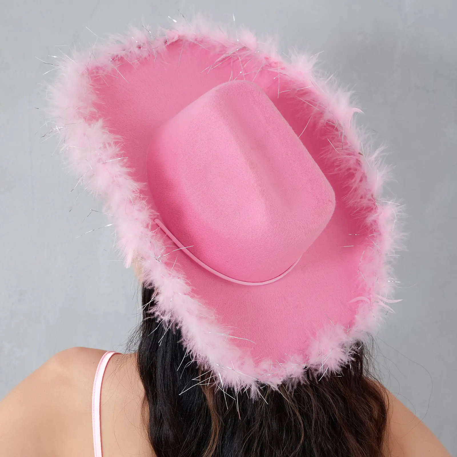 Cowboy Hat for Kids Girls Boys Feather Wide Brim Hats Felt Western Cowgirl Hats for Fancy Dress Up Halloween Party Costume Accessories