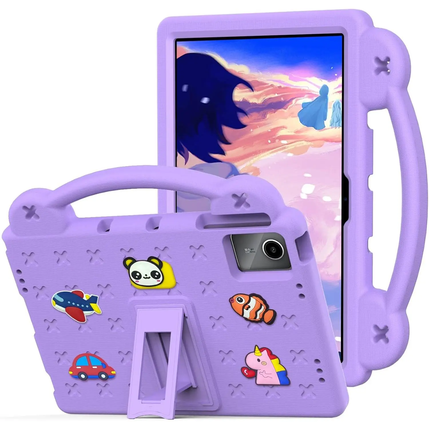 Case for Lenovo Idea Tab 11 (TB336) 2025 & Lenovo Tab M11 (TB330) 2023 - Padded Corners, Handheld Handle, Playful Detachable Dolls, Adjustable Stand, Kids' Tablet Accessory, Accessories, Kickstand