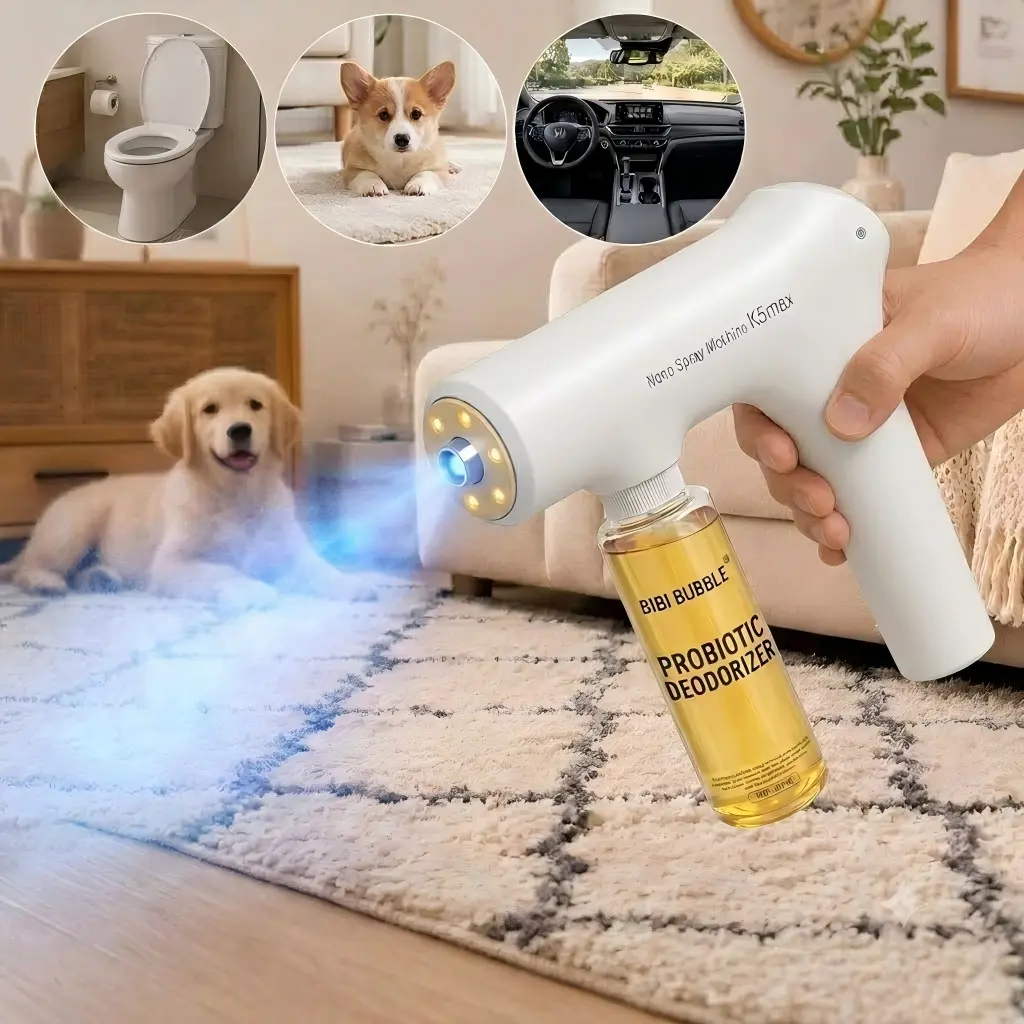 Nano Blue Light Probiotic Deodorizer Spray, Plant Extract Indoor Air Freshener, Pet-Safe Non-Toxic Odor Remover with Bio-Enzymes for Urine Breakdown, Disinfection & Floral Scent