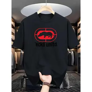 Ecko Unltd. Graphic Tee] Ecko Unltd. Men's Casual Graphic T-shirt |       Round Neck, Breathable & Quick-dry, Comfort Fit, Summer Style, Casual Wear, Graphic Tee, Elastic Fabric 0705D 818 👑