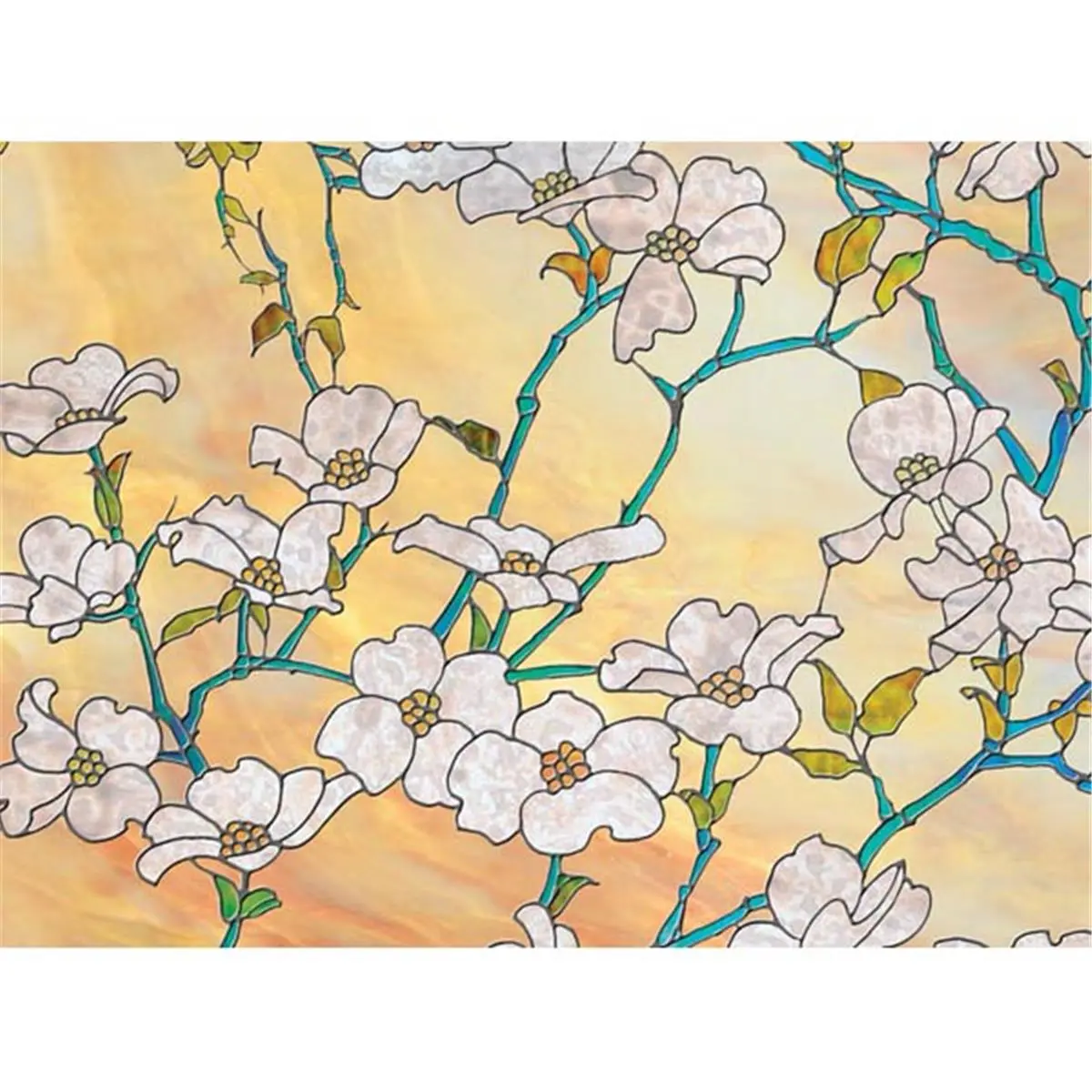 212 MAIN Dogwood Blossom Sidelight Window Film, 11.5 in. Heavyweight Vinyl Rainbow Privacy Cover for Nursery, Static Cling, UV Blocking, Light Refracting, Rainbow Window Film, Block Unwanted Views, Privacy Screen, Prismatic, Decoration Items, Naturally Re