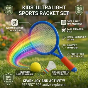 Kids Tennis Racket Set, Lightweight Plastic Material, Indoor Outdoor Use, Blue Colors Available, Perfect Gift Choice