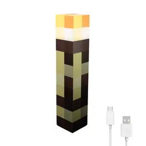 Pixel LED Torch Light, 4 Color Changing Retro Wall Lamp, USB Rechargeable, Mountable/Handheld, Include Wall Hook, Concealed Switch, Gaming Decor for Room, Gamer Gift