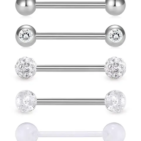 Unisex Rhinestone Decorated Stainless Steel Piercing Tongue Rings, Casual Trendy Nose Studs, Septum Ring, Body Piercing Jewelry for Party & Daily for Men & Women, Body Piercings Set, Chic Body Jewelry