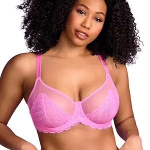 HSIA Mermaid Scales Lace Mesh Unlined Full Coverage Plus Size Underwire Bra Womenswear Comfort Women Basic