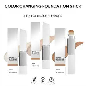 Color-Changing Foundation Stick 2-in-1 with Built-in Brush – Creates Smooth, Flawless Matte Finish & Natural Look