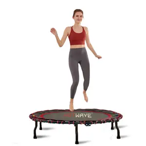 HOTWAVE Handrail Trampoline Foldable Indoor Mini Trampoline 40"/45" Fitness Trampoline Adjustable Height
