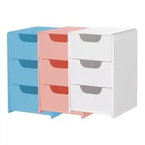 Modular Desktop Storage Box 3-Drawer Organizer Scratch-Resistant Plastic Drawers for Jewelry Stationery Cosmetics Modern Design Stackable