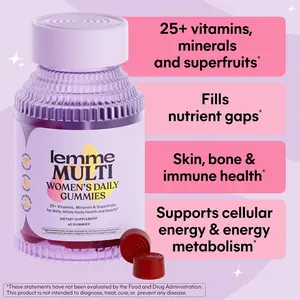 Lemme Women's Multivitamin Gummies, Daily Nutritional Support with Vitamins A, C, D, E, Biotin, Folic Acid, Zinc & Inositol, Bone, Brain, Skin & Immune Health, Raspberry Orange, 30-Day Supply