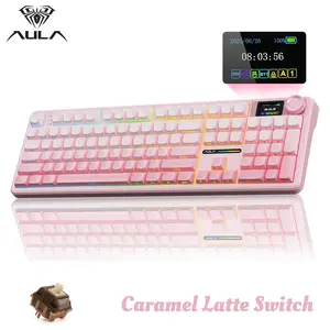 AULA F108 PRO Wireless Mechanical Keyboard,Full Size Keyboard with 8000mAh Battery,Side Printed PBT Keycaps,RGB Backlit Hot Swappable Custom Gaming Keyboards