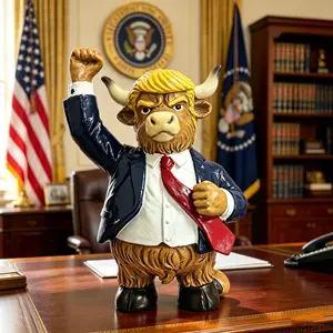 2026 America 250th Anniversary Highland Cow Figurine - Patriotic Red-White-Blue 4th of July Home Garden Decor Statue, Collectible Gift for Teachers cute desktop art ornament office artificial resin single piece, Memorial Day craft unique desk accessory