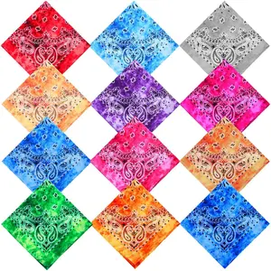 12 Pack Cotton Bandana Scarves Set,Assorted Colors Printed Headwraps,Headbands & Handkerchiefs for Men,Women,Christmas Party Gifts,Hand Tools Kits