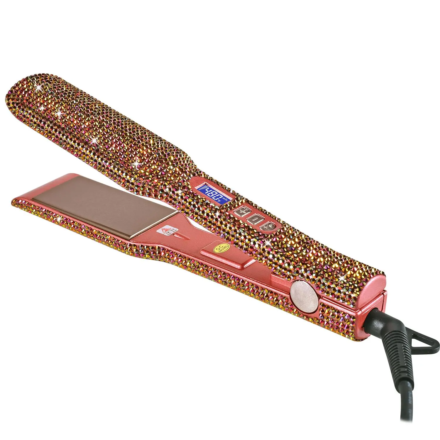 Rhinestone-Decorated Professional Salon Hair Straightener, Titanium Flat Iron, Silk Press, Hair Styling Tool, Straightening & Smoothing Iron