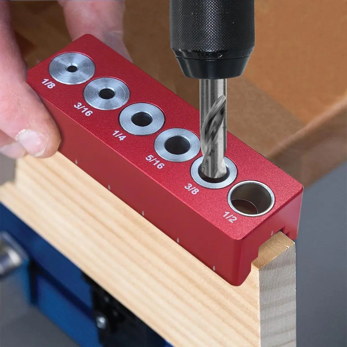 Portable Drilling Guide, 6 Hardened Drill Guides, Vertical Pocket Hole Jig Dowel Positioner Locator for Carpentry, Craftsman Tool