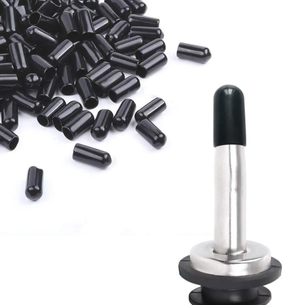 200Pcs liquor spout covers,Pourers Spouts Covers Dust Rubber Caps for Olive Oil Liquor Bottles (Black)