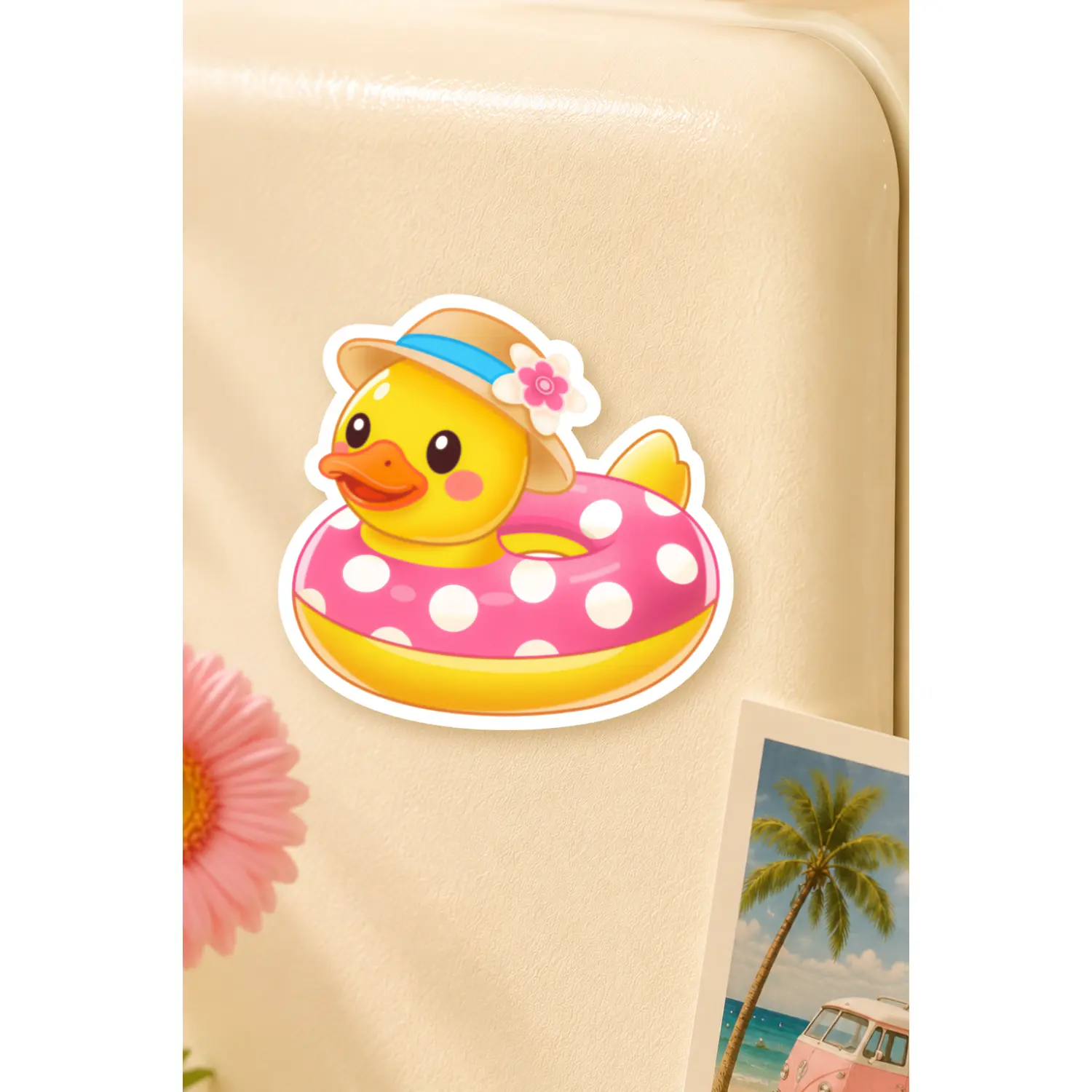 Duck Float Magnet | Polka Dot Pool Ring, Summer Beach Decor