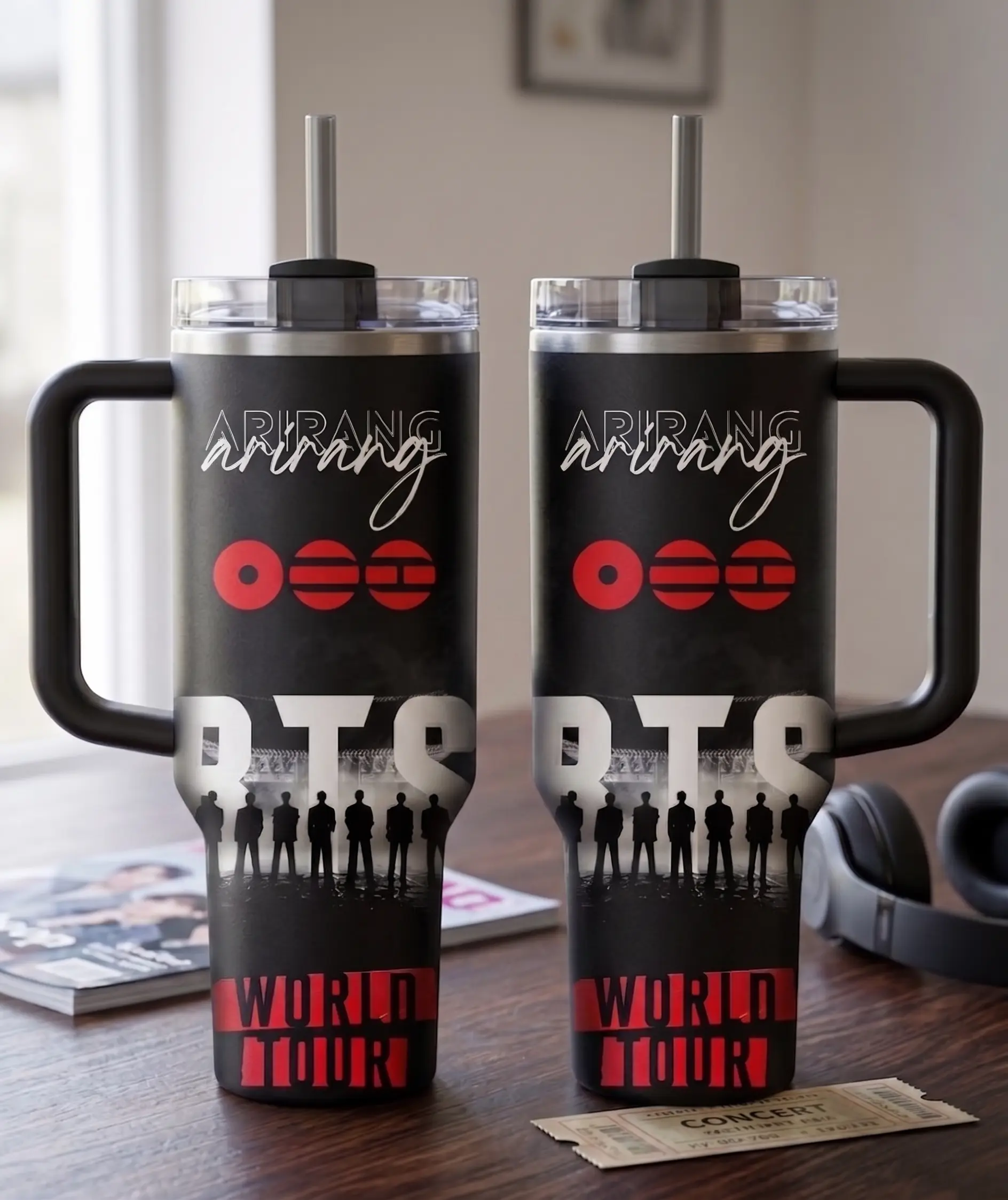 Kpop Inspired 40oz 20oz Tumbler Cup – Boy Band Fan Gift, Arirang World Tour 2026 Tumbler, Insulated Travel Mug with Straw Lid, Aesthetic Idol Design