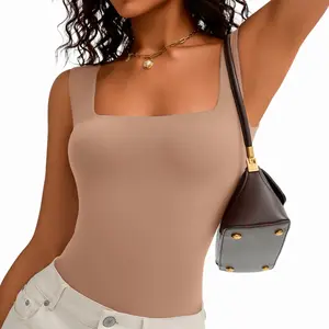 Avidlove Bodysuits for Women Square Neck Body Suit Double Lined Tank Top Bodysuit Soft