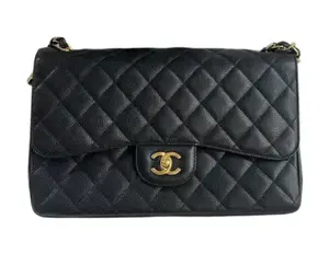 Pre-owned CHANEL Preowned Classic Flap Bag Medium Caviar Black Gold