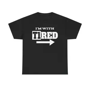 Gildan Adults Unisex Heavy Cotton Tee - I'm With Tired Classic Fit Crew Neckline Casual Fashion Top
