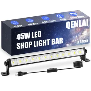 QENLAI 40W LED Shop Lights(1-6Pack), Each 4800LM 6500K Shop Light Bar with 6.6ft Cord/Plug/Switch, Daylight White Work Light for Garage Workshop Warehouse Basement Workbench Carport Indoor