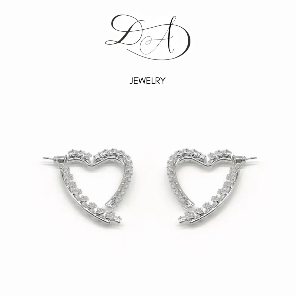 D&A 14K Gold Plated Heart-Shaped Elegant Earrings For Women- Cubic Zirconia Stones Jewelry