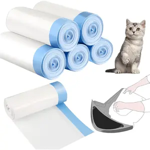 100 Count  litter Box Liners  Drawer Liners Bags Compatible with Litter - Robot 3/4 Thick inserts sacks 9-11 Gallons(Cute)