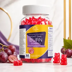 Dr.Buma Night Time Burn Gummies, 60 Count Grape Flavor Dietary Supplement, Premium Red Bear Gummies with Botanical Blend, Vitamin D3, Vitamin B6, Lemon Balm and Passionflower, Clear Bottle Daily Night Routine Gummies for Adults Healthcare Vitamin Dietary