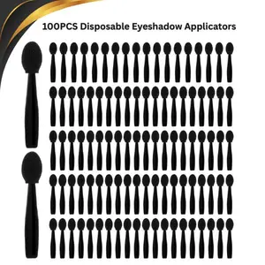 100PCS Disposable Eyeshadow Applicators – Dual Sided Eye Shadow Sponge Brush Sticks, Portable Travel Eye Makeup Applicators for Women