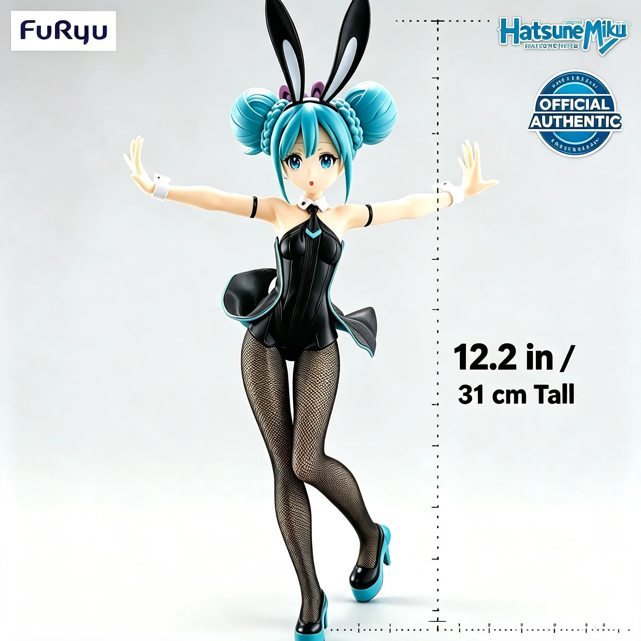 Official Licensed Hatsune Miku BiCute Bunnies Figure by Furyu, 12.2" (31cm) PVC Anime Collectible, Vocaloid Bunny Figure, Anime Gift for Fans, Japanese Anime Figure, Otaku Collectible, Display Statue