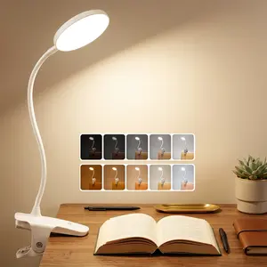 Clip on Reading Light for Bed - 3600mAh Rechargeable Cordless Lamp, 5 Color 5 Brightness, 360 Flexible Gooseneck, Eye-Caring Book Light for Night Reading, No Disturb Partner - Perfect Gift for Readers