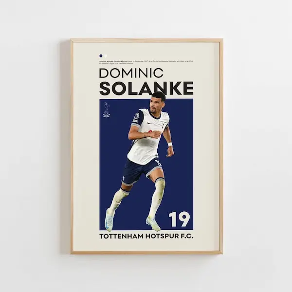 Dominic Solanke Poster, Tottenham Hotspur Poster, Dominic Solanke Print Art, Gift Poster, English Footballer #1897