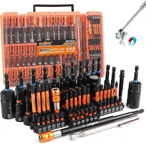 Upgraded 79-Piece Magnetic Impact Nut Driver Set, Metric & SAE with 3LB Magnetic Pickup Tool, Socket Adapters, Wing Nut Driver, Universal Sockets, Quick-Change Bit Holder & Extensions, Power Bits