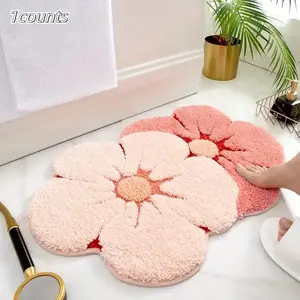 Flower Pattern Bath Mat, 1 Count Soft Comfortable Bathroom Mat, Non-slip Bathroom Rug, Bathroom Accessories, Home Decor Decorative Floral