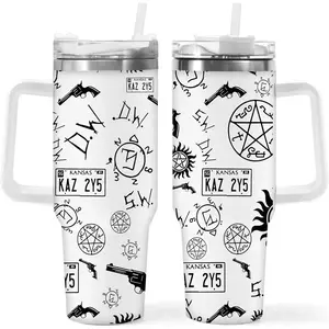 40oz Supernatural Themed Stainless Steel Water Bottle - Festive Design Travel Tumbler for Christmas, Thanksgiving, Spring Festival, Uncharged Holiday Drinkware Gift