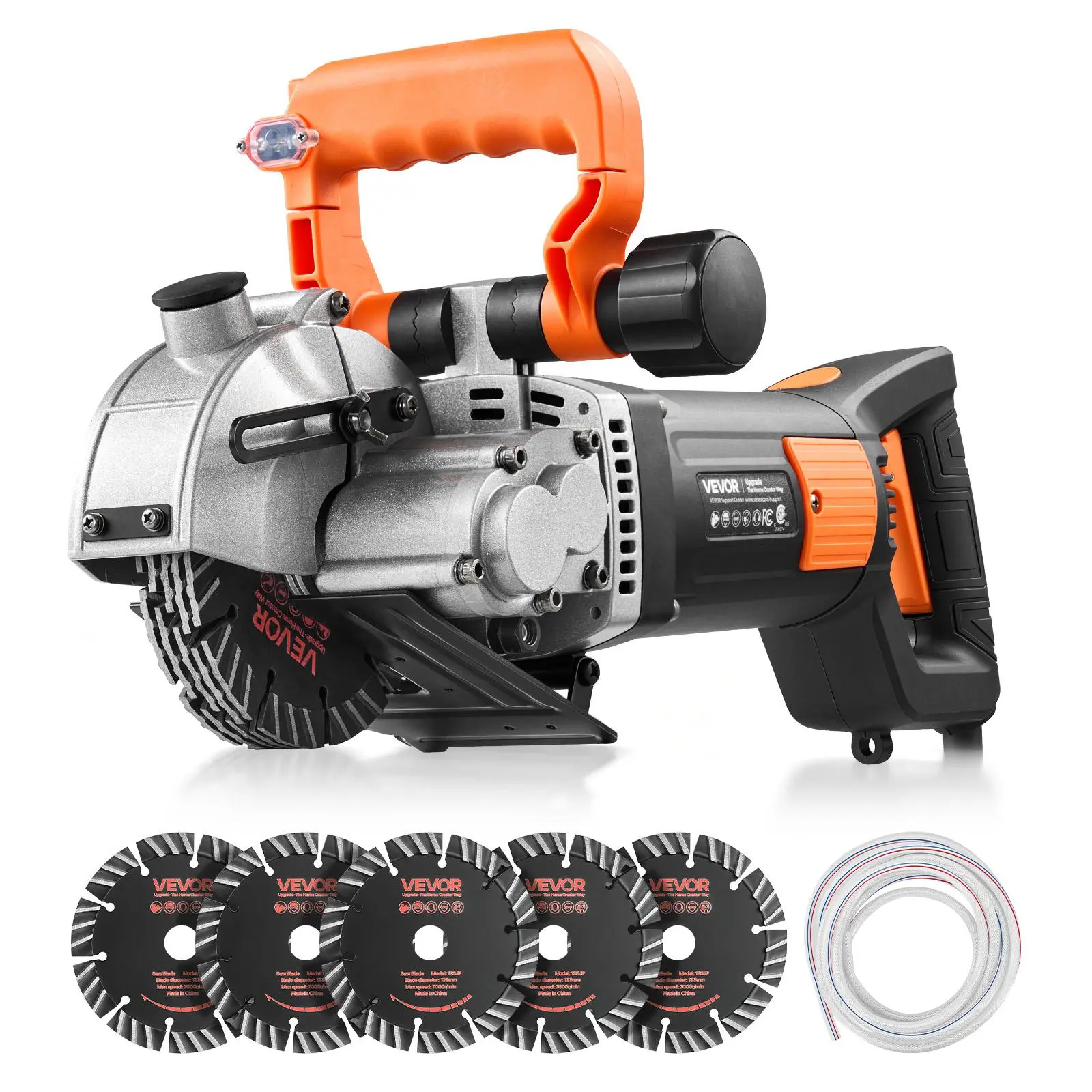 【summerfinds】VEVOR Wall Chaser Power Tool, 4800W Electric Groove Cutting Machine, 6800 RPM Max Speed, 1560W Backup, 20A Current, 1.61 in Cutting Capacity, Concrete Slotting Cutter with Guide Line, 5 Blades, Adjustable Handle for Masonry Walls, Brick, 12Aw