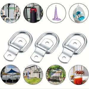 4pcs Container Pull Rings, Floor Hook Small Ring, D-Shape Fixed Half Round Buckle, Blue Color, Industrial Grade