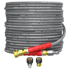 Heliwoo 1/4" Pressure Washer Hose, 3/8" Quick Connect, 4200PSI High Tensile Wire Braided Flexible Kink Free Leak Proof Heavy Duty Replacement Water Hose for Black Friday Promotions, Flexible Water Hose, Kink Free Hose