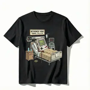 Retro Gamer T-shirt "Retirement Home" Game Boy Graphic Soft Cotton Material Vintage Humor English Print Tee Perfect Gift for Old School Gaming Fans