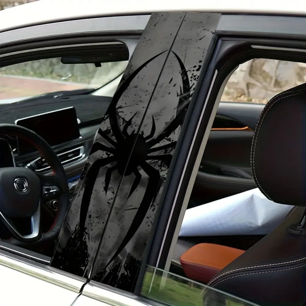 2-Pack AHPAINTING Spider Printed Auto Stickers - Anti-Scratch and Wear-Resistant Vinyl Self-Adhesive Semi-Matte B-Post Stickers for Cars, Trucks, SUVs - Single Use Auto Exterior Accessories Universal Car Sticker Car Decorative Sticker Car Truck Decal