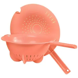 “Easy Drain Duo – Double Colander with Handle color coral 2Q Filtration Basket Kitchen Sink Strainer
