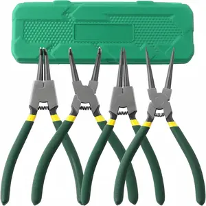 4-Piece Snap Ring Pliers Set - High-Quality Carbon Steel Tools with Straight & Curved Claws for Automotive Repair - Professional Hand Tool Kit Heavy Duty