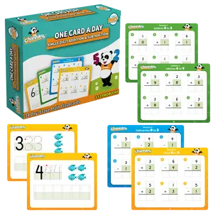 Channie’s Visual One Card a Day Single Digit Addition & Subtraction, Visual Dry Erase Math Flash Cards Set, 34 Cards for Pre-K - 1st Grade