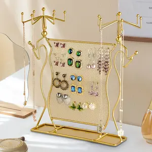 Creative Rotating Jewelry Stand, Grid Earrings Storage, Ring Bracelet Necklace Display Rack, High-End Jewelry Photo Props, Jewelry Storage Unit