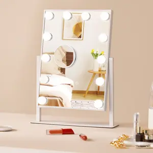 Fathersdaygift VEVOR Hollywood Vanity Mirror With Lights, 12 Dimmable Bulbs 3 Color Lighting Modes, Makeup Mirror with Detachable 5X Magnification, Smart Touch Control, 360 Degree Rotation(16.1x11.8 in, White)dealsforyoudays