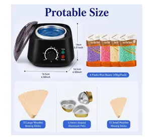 Blusmart Wax Kit Hair Removal Waxing Kits with Pot & Beads 4 Pack for Bikini Line Face Eyebrow Wax