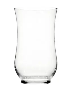 11" Decorative Clear Curved Glass Hurricane Pillar Candle Holder