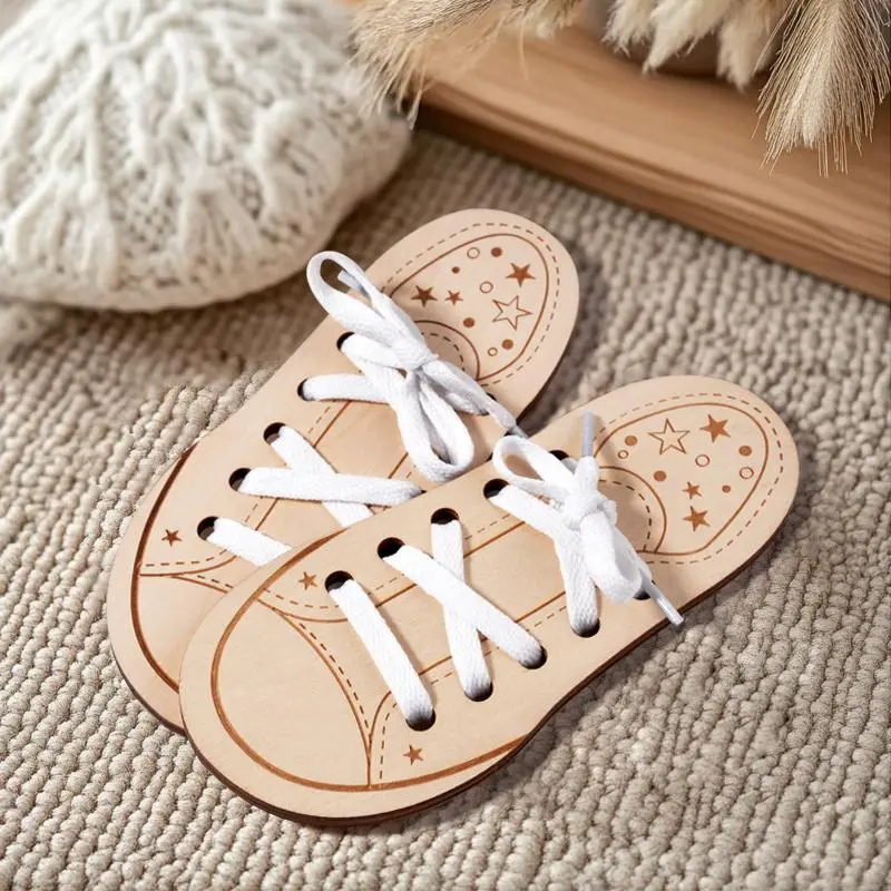 Cartoon Star Pattern Shoe Lacing Board, 1 Set Early Education Self-dressing Training Toy, Playful Design Preschooler Fine Motor, Realistic Simulation Shoe Type, Early Education Toy
